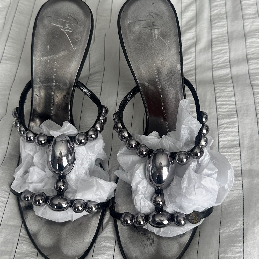 Giuseppe Zanotti Metallic Silver Embellished Sandals
